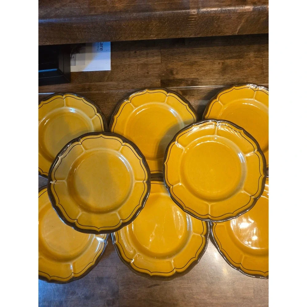 Metlox Poppy Trail Provincial Yellow Bread Plates Set of 7 California 871